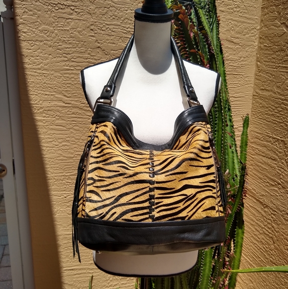 b. makowsky Handbags - B. Makowsky Tiger Strip Leather